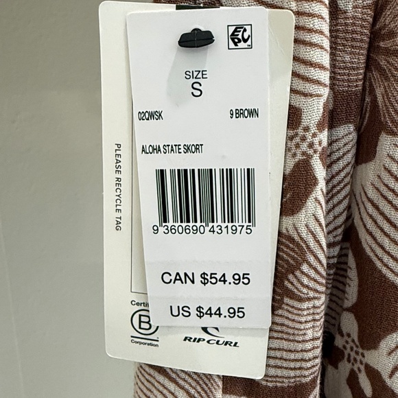 NWT Rip Curl Aloha Skate Skort Brown Floral (Size S) - Picture 8 of 10